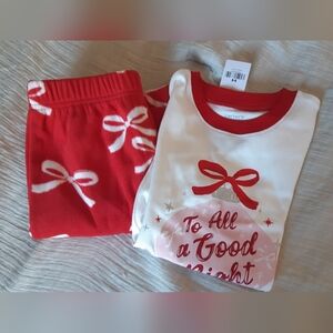 Carter's White & Red Holiday Bow Pajama Set